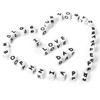 10pcs 12MM Silicone Letters Beads Baby Teething Teethers Eng