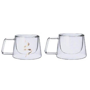 Anti Scalding Double glass Cup with Handle Heat Resistant