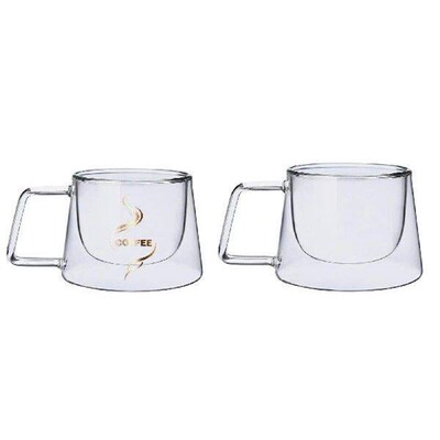 Anti Scalding Double glass Cup with Handle Heat Resistant