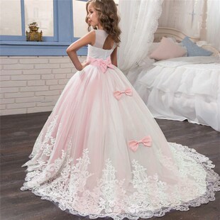 Fancy Flower Long Prom Gowns Teenagers Dresses for Girl Chil