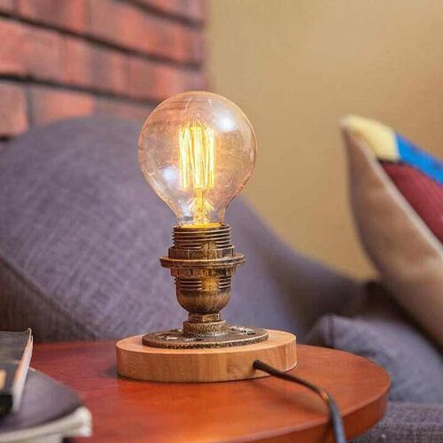 New Industrial Bronze Wooden Water Pipe Small Table Lamp fo