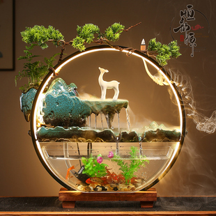 创意桌面循环流水金鱼缸配件大全景观装饰造景家用水族箱摆件礼品