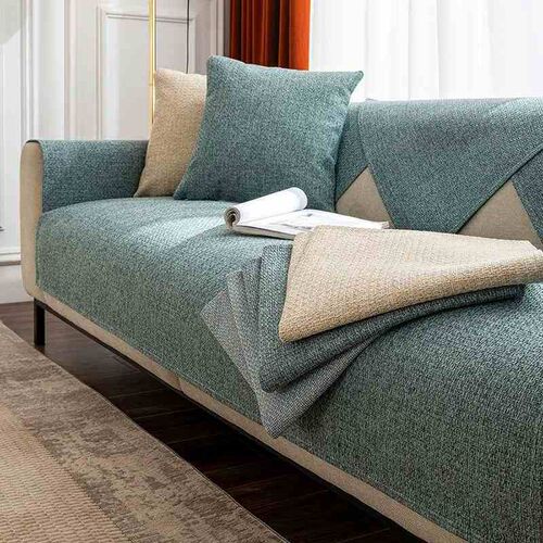 Linen Sofa ver Solid Color Modern Living Room Anti-slip Comb