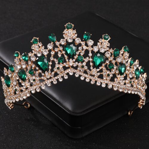Baroque Green Crystal Tiaras And Crowns Rhinestone Prom Brid