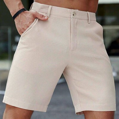 Mens Summer Quarter Pants Solid Color Casual Dress Pants
