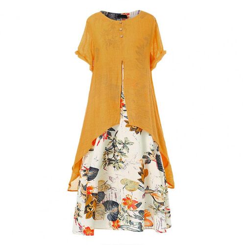 Loose Women Dress Vintage Summer Floral Print Party Dresses