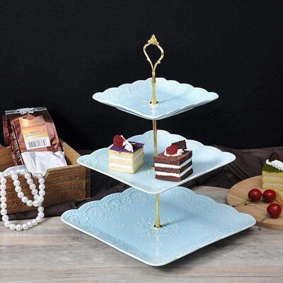 european embossed ceramic platter snack plate cake rack