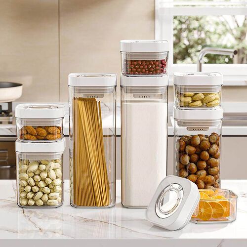 Press-type Sealed Food Preservation Canister for Snacks, Gra