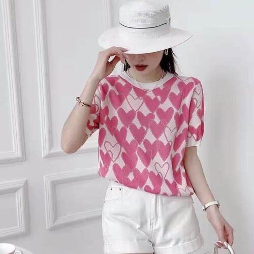 Net red knitted pullover sweater female summer thin design s