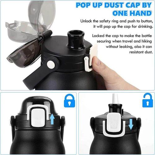2L Tumbler Thermo Bottle Large Capacity With Straw Stainless