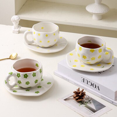 Hand-painted Ceramic Retro Style ffee Cup And Saucer Set Jap