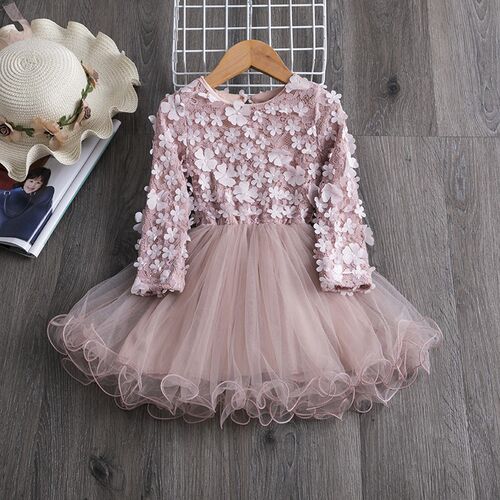 Flower Princess Dress For Girls Winter Long Sleeve Princess