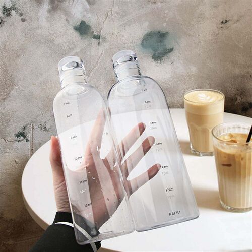 500/ 750ml PC Plastic Water Bottle with Time Marker Creative