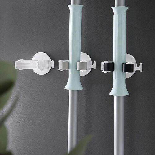 Wall-Mounted Broom Hanger with Strong Adhesive, No-Drill Bat