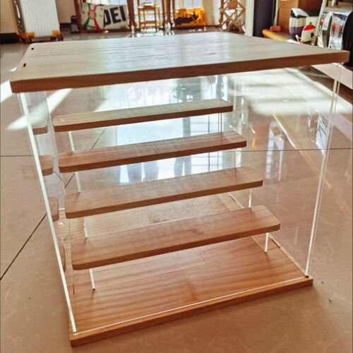 Wooden Display Box with Light Statuette Storage Box Acrylic