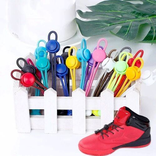 1 Pair 22 Color Elatic Shoelace Round Locking No Tie Shoe La