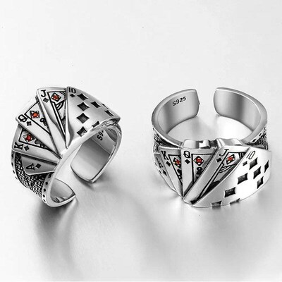 Vintage Punk Straight Flush Poker Opening Ring Exaggerated P