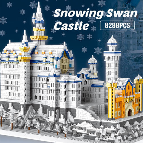 8288pcs City Famous Architecture Snowing Swan Castle Diamond