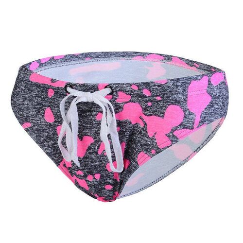 New swimwear men trunks beach swimsuit leopard printed low