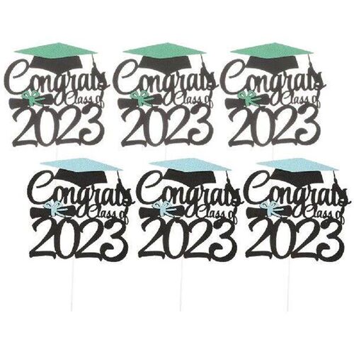 6 Pcs Graduation Cake Inserts Cupcake Picks Cap Toppers