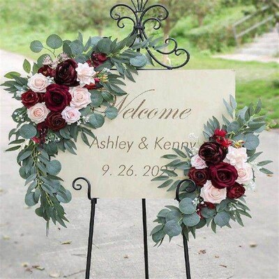 2Pcs Wedding Arch Flowers Garland Rustic Arch Floral