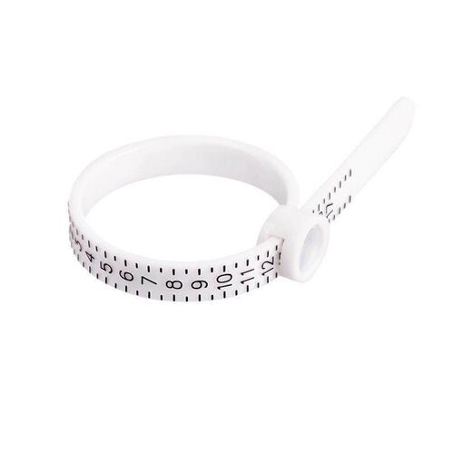 Ring with magnifying glass, measuring ring sizer tape, plast