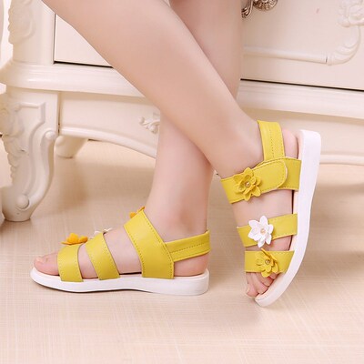 Girls Sandals Gladiator Flowers Sweet Soft Children Beach Sh