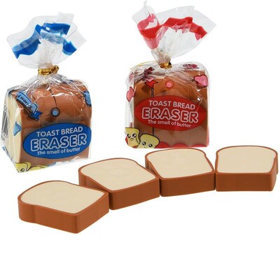 8pack  Novelty Toast  Bread Shaped Erasers Classroom Rewards