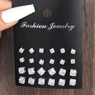 Simple, Elegant and Fashionable 48 Piece Zircon Earring Set,