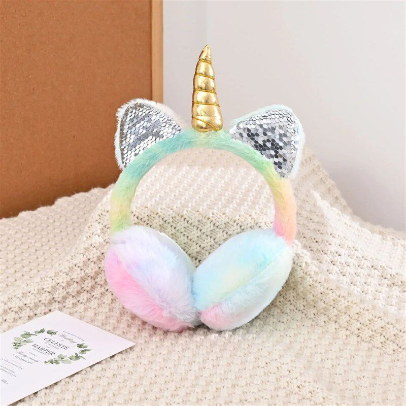 Cute Unicorn Earmuffs Children Kids Cat Ears Lovely Ear-Muff - 实物图