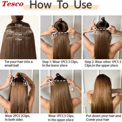 24Inchs Black Hair Extensions 6pcs/set Blonde Straight wig