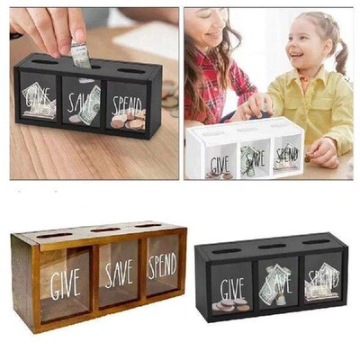 Creative Wooden Piggy Bank Kid Daily Cash Wall-Mount Bank
