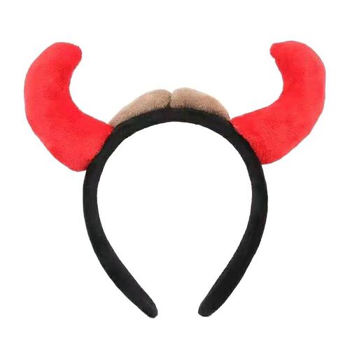 Festive Red Horn Headband Girls Cute Cartoon Tau Event Party