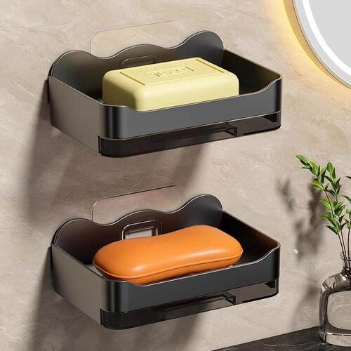 No-drill double-layer soap dish, wall-mounted soap draining