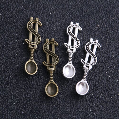 10pc 9*37mm two color currency Spoon Charms DIY Retro Jewelr