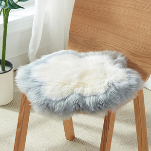 澳尊羊毛皮椅垫沙发坐垫冬季保暖加厚椅子垫可爱毛绒椅垫圆形坐垫