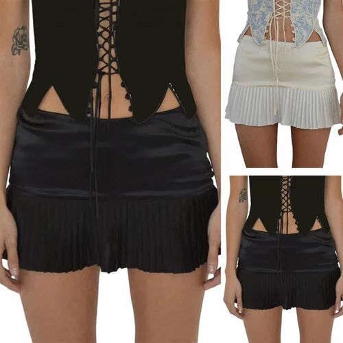 Tennis Skirts Low Waist Pleated Women Skirts Solid Color A
