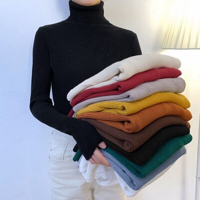 New Turtleneck Jumper Woman Knitted Blouses Fashion Ladies S