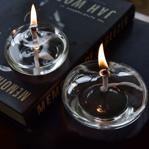 Glass Oil Lamp Candlelight Candle Holders With Wick Home