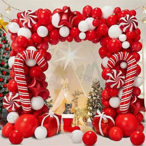Christmas Balloons Garland Arch Red Green Ballon Crutch Burs