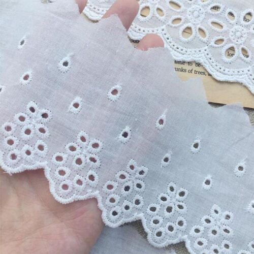 HOT Cotton Embroidered White Flower Lace Fabric Dubai Wide S