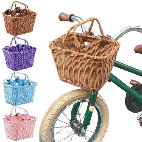 Cute Square Bicycle Basket Adjustable Leather Straps