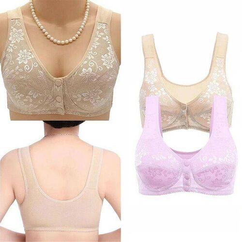 Women Front Button Bra Plus Size Thin Bralette Lingerie Moth