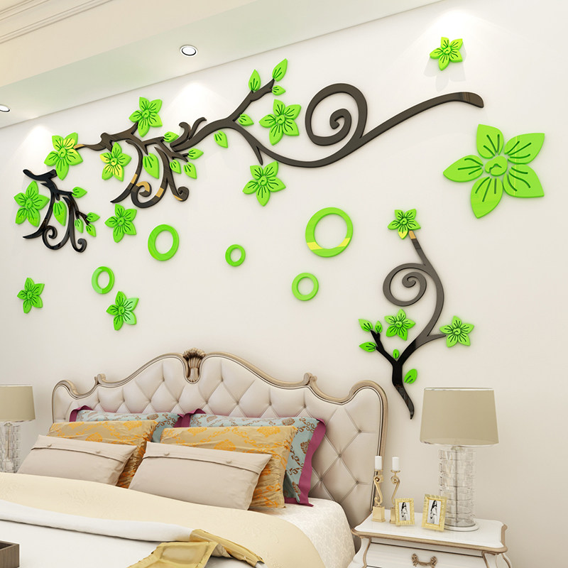 花藤浪漫温馨卧室床头装饰女孩房间布置墙壁贴画电视背景装饰墙贴,家居饰品,软装墙贴,淘宝优惠券,粉丝福利购,淘宝优惠卷