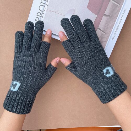 Mens gloves knitted wool warm and fleece thickening outdoor