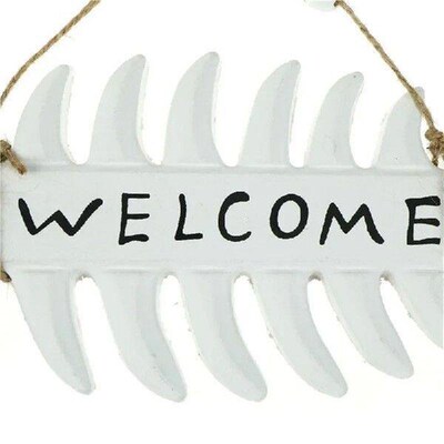 30cm WELCOME Fish Skeleton Fish Nautical Wall Hanging
