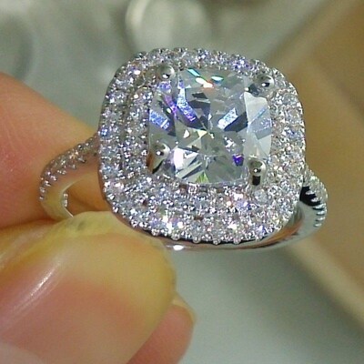 2023 fashion ring new style Cushion cut 4ct 5A Zircon stone