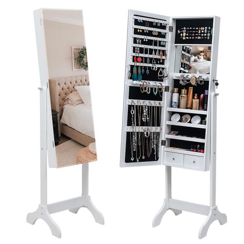 Dressers Full Mirror Wooden Floor Standing 4 Layer Shelf Wi