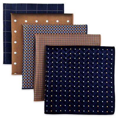 5 Pieces Mens Pocket Squares Wedding Handkerchiefs Set Fashi