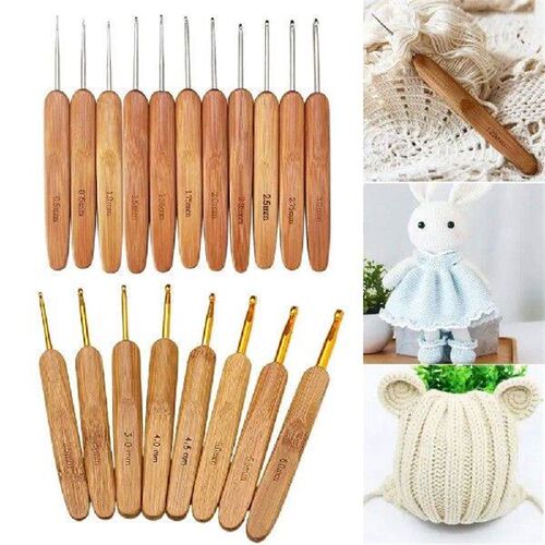 New Bamboo Wooden Crochet Hooks Small Size Long Bamboo